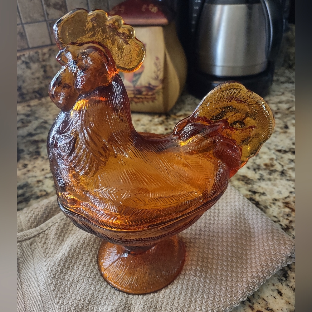 Vintage amber glass rooster